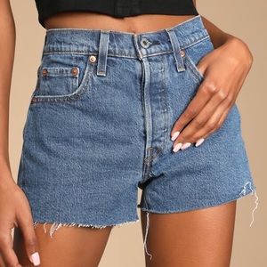 Levi’s 501 Indigo Mid Rise Denim Cutoff Jean Shorts